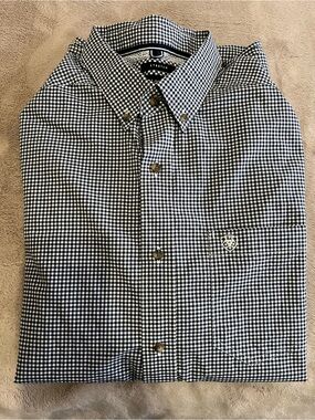 Ariat Black & White Gingham Stretch Button-Down Shirt